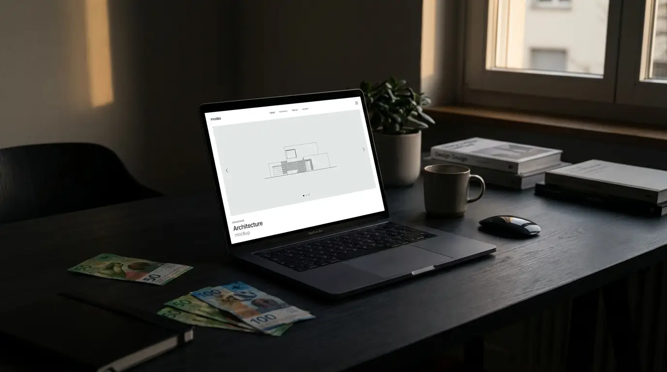 Bureau à Genève avec écran affichant un devis de création de site web professionnel