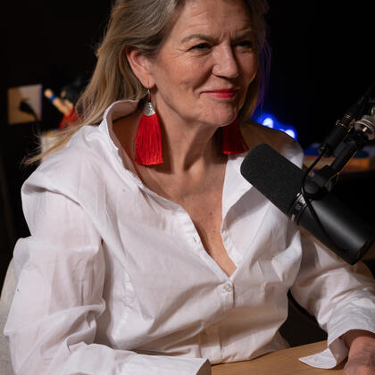 Anne-Valérie Benoit pendant le tournage de la série Winset au Studio Rhône