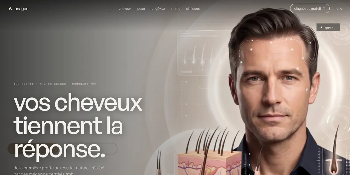 Page d'accueil du site de la clinique ANAGEN