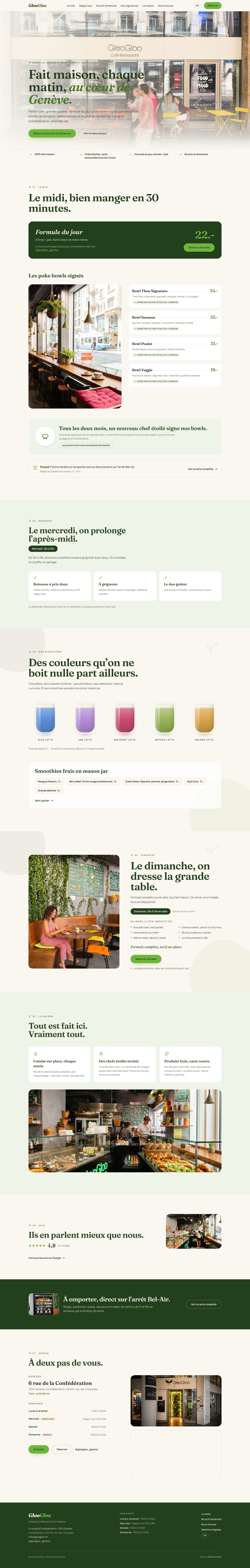 Capture du site GlooGloo — restaurant fait maison à Genève