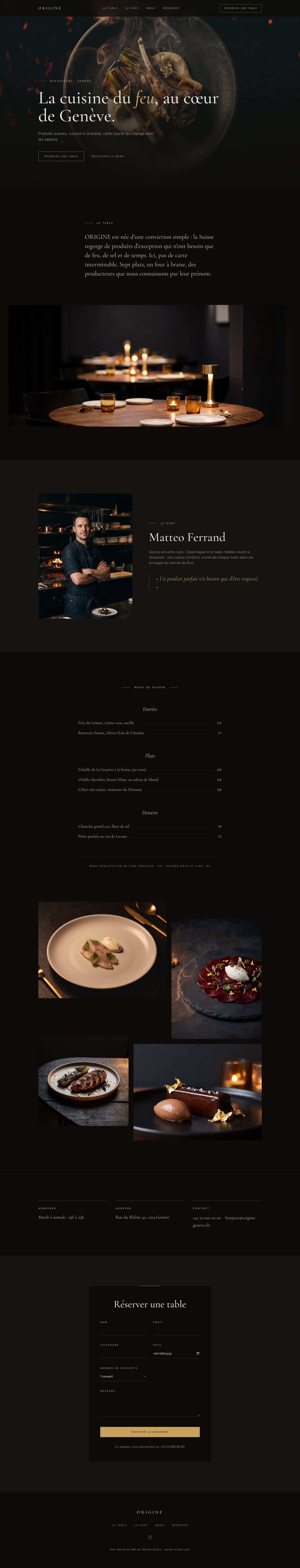 Capture du site ORIGINE — restaurant à la braise, Genève