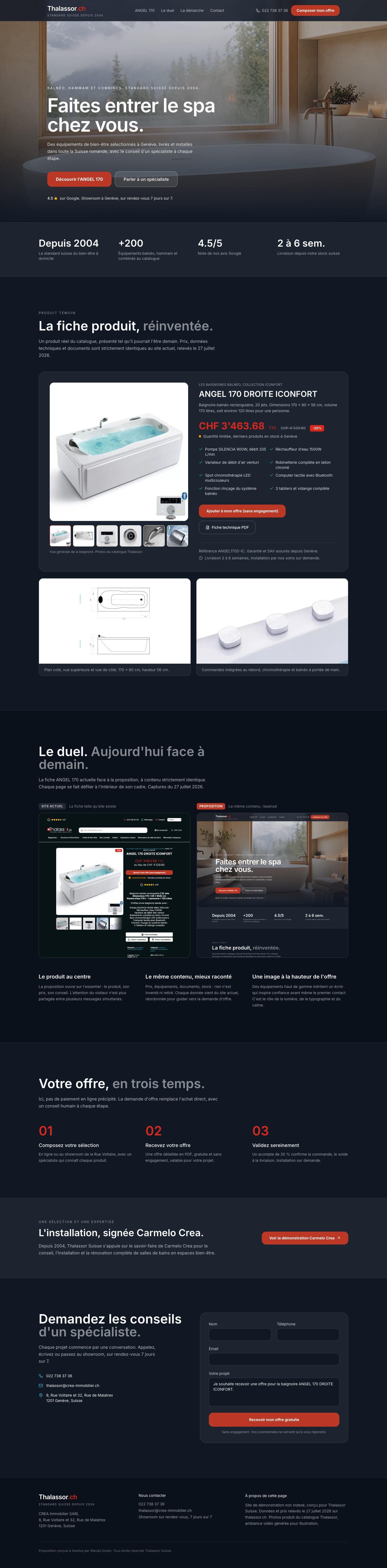 Capture du site Thalassor, spas et balnéo en Suisse